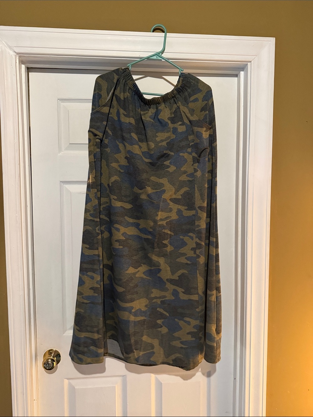 Three Bird Nest Olive Green Camo Midi Skirt